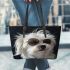 Dogs Taking Coolness to the Next Level 7 Leather Tote Bag
