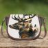 Double exposure of the deer with trees and forest saddle bag