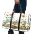 Dragonfly sitting on an open book surrounded by flowers 3d travel bag