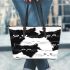 Dreamy circle of cats leather tote bag