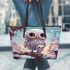 Dreamy owl's playground leather tote bag
