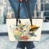 Elegant Essence Minimalistic Floral Delicacy Leather Tote Bag