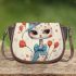 Elegant white cat with red roses Saddle Bags for Women: Perfect Gift for Girlfriend, Wife, Daughter