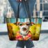 Embracing Canine Coolness 3 Leather Tote Bag
