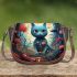 Enchanted stroll the blue cat in the magical forest Saddle Bags for Women: Perfect Gift for Girlfriend, Wife, Daughter