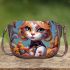 Enchanting feline amidst the flowers Saddle Bags for Women: Perfect Gift for Girlfriend, Wife, Daughter