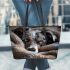 Endearing Images of Adorable Dogs 4 Leather Tote Bag