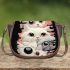 Eyes of curiosity three white cats Saddle Bags for Women: Perfect Gift for Girlfriend, Wife, Daughter