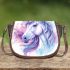 Fantasy unicorn with purple and blue mane saddle bag