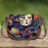 Feline fusion in abstract surroundings Saddle Bags for Women: Perfect Gift for Girlfriend, Wife, Daughter