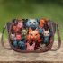 Feline mosaic a whimsical gathering Saddle Bags for Women: Perfect Gift for Girlfriend, Wife, Daughter