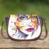 Female face with green eyes and purple lips saddle bag