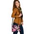 Floral Elegance on Wooden Table Shoulder Handbag