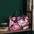 Floral Elegance on Wooden Table Small Handbag