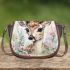 Floral to cute deer with big head and eyes saddle bag