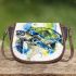 Geometric sea turtle blue and green saddle bag
