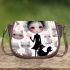 Girl with red umbrella surrounded by cats Saddle Bags for Women: Perfect Gift for Girlfriend, Wife, Daughter