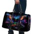 Glowing colorful butterfly among flowers in the moonlight 3d travel bag