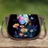 Glowing colorful butterfly among flowers in the moonlight saddle bag