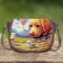 Golden retriever's serene encounter with birds Saddle Bags for Women: Perfect Gift for Girlfriend, Wife, Daughter