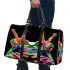 Green frog doing the peace sign in vibrant colors 3d travel bag