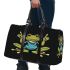 Green frog sitting on the ground doing yoga 3d travel bag