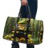 Green tree frog sits on top of a black pot with gold coins 3d travel bag