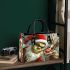 Grinchy smile and dancing santaclaus and reindeer show small handbag