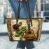 guitar and music note and rose 2 Leather Tote Bag