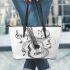 guitar and music note Leather Tote Bag