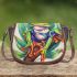 Happy smiling red eyed tree frog sitting on a branch saddle bag