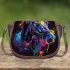 Horse head in the style of colorful paint splashes saddle bag