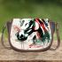 Horse head watercolor and ink splashes saddle bag