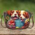 Jack russell terrier puppies in the flower basket Saddle Bags for Women: Perfect Gift for Girlfriend, Wife, Daughter