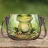 Kawaii cute smiling frog with big eyes sitting on rocks in the jungle saddle bag