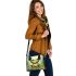 Kawaii cute smiling frog with big eyes sitting on rocks in the jungle shoulder handbag