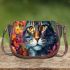 Majestic floral feline Saddle Bags for Women: Perfect Gift for Girlfriend, Wife, Daughter