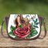 music note and guitar and rose with green leaf Saddle Bag