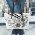 Music note and Piano and Sunflower and Betta Fish 3 Leather Tote Bag