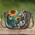 Music note and violoin and Sunflower and color Koi Fish Saddle Bag