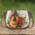 Music notes and guitar and rose and dragonfly Saddle Bag