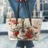 Music notes and guitar and roses and beta fish 2 Leather Tote Bag