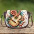 Music notes and guitar and roses and beta fish 3 Saddle Bag