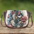 Music notes and guitar and roses and beta fish Saddle Bag
