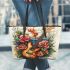 Music notes and guitar and roses and beta fish Leather Tote Bag