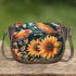 Music notes and Piano and Sunflowers and carp color Saddle Bag