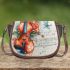 Music notes and violin and rose with dragonfly colorfull 2 Saddle Bag