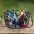 navy grinchy smile and dancing santaclaus Saddle Bag Saddle Bag