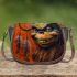 orange grinchy smile and dream catcher Saddle Bag