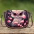 Owl and pink mushrooms saddle bag